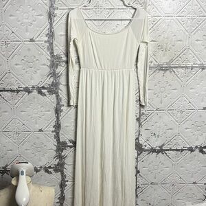 Pinkblush maternity off shoulder Cream Long Sleeve Maxi Dress